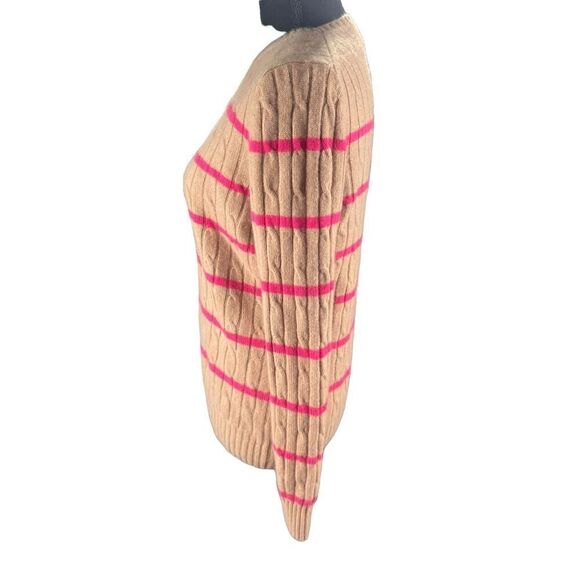 Vineyard Vines Cashmere Coral Lane Cable Sweater Caramel Pink Striped Size M - Picture 3 of 6